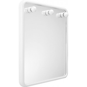 Specchio quadro con tre luci serie linea bianco